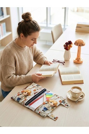 harmony dirndl Fermuarlı Çok Bölmeli Kitap Çantası│Desenli Kitap Defter Kılıf...