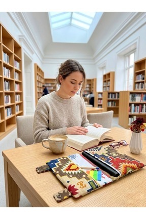 harmony dirndl Fermuarlı Çok Bölmeli Kitap Çantası│Desenli Kitap Defter Kılıf...