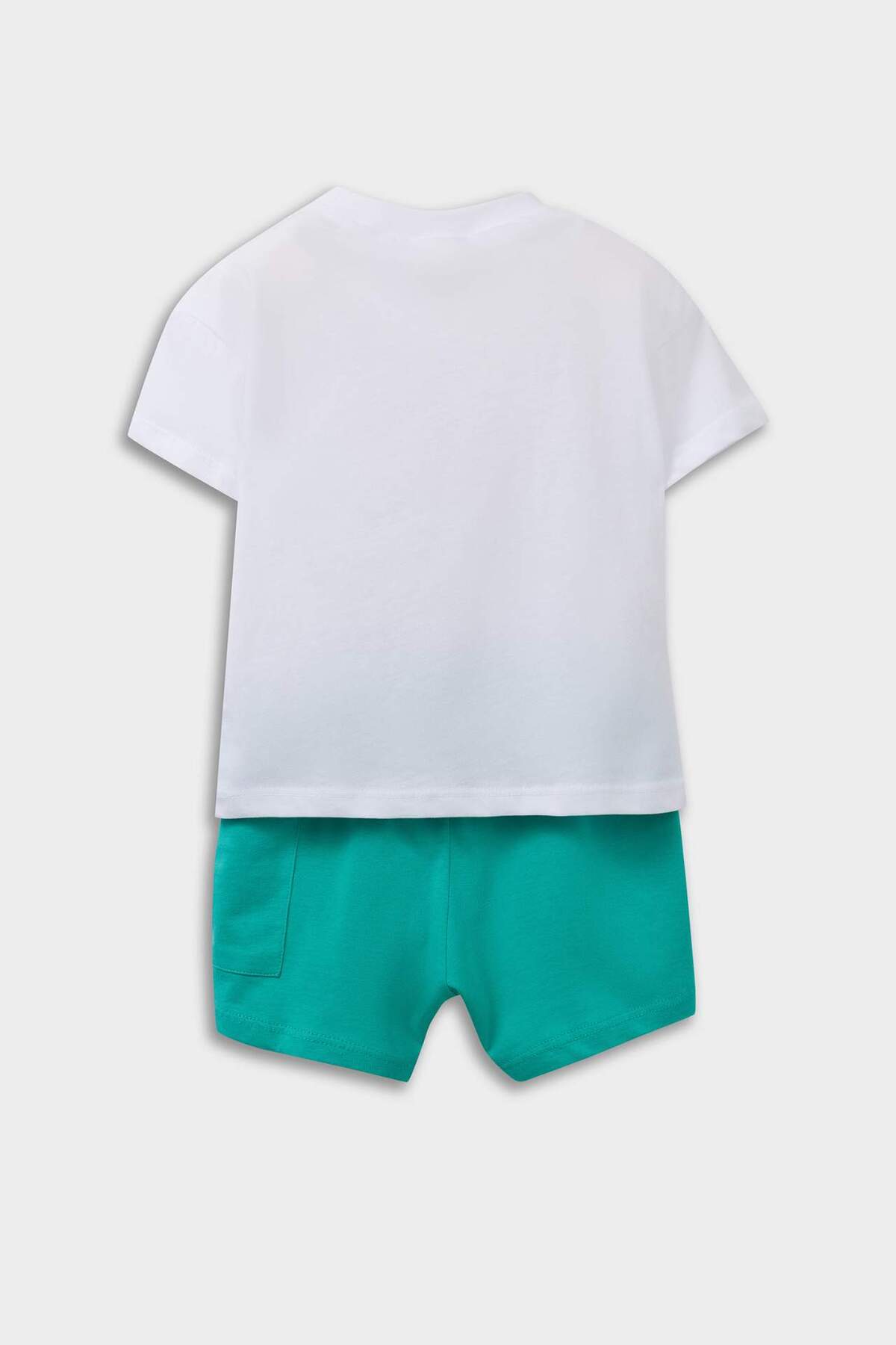 Defacto 2'li Takım Baskılı Kısa Kollu Tişört Beli Lastikli Şort Erkek Bebek E6834A525SM fotoğrafı 5 (önizleme)
