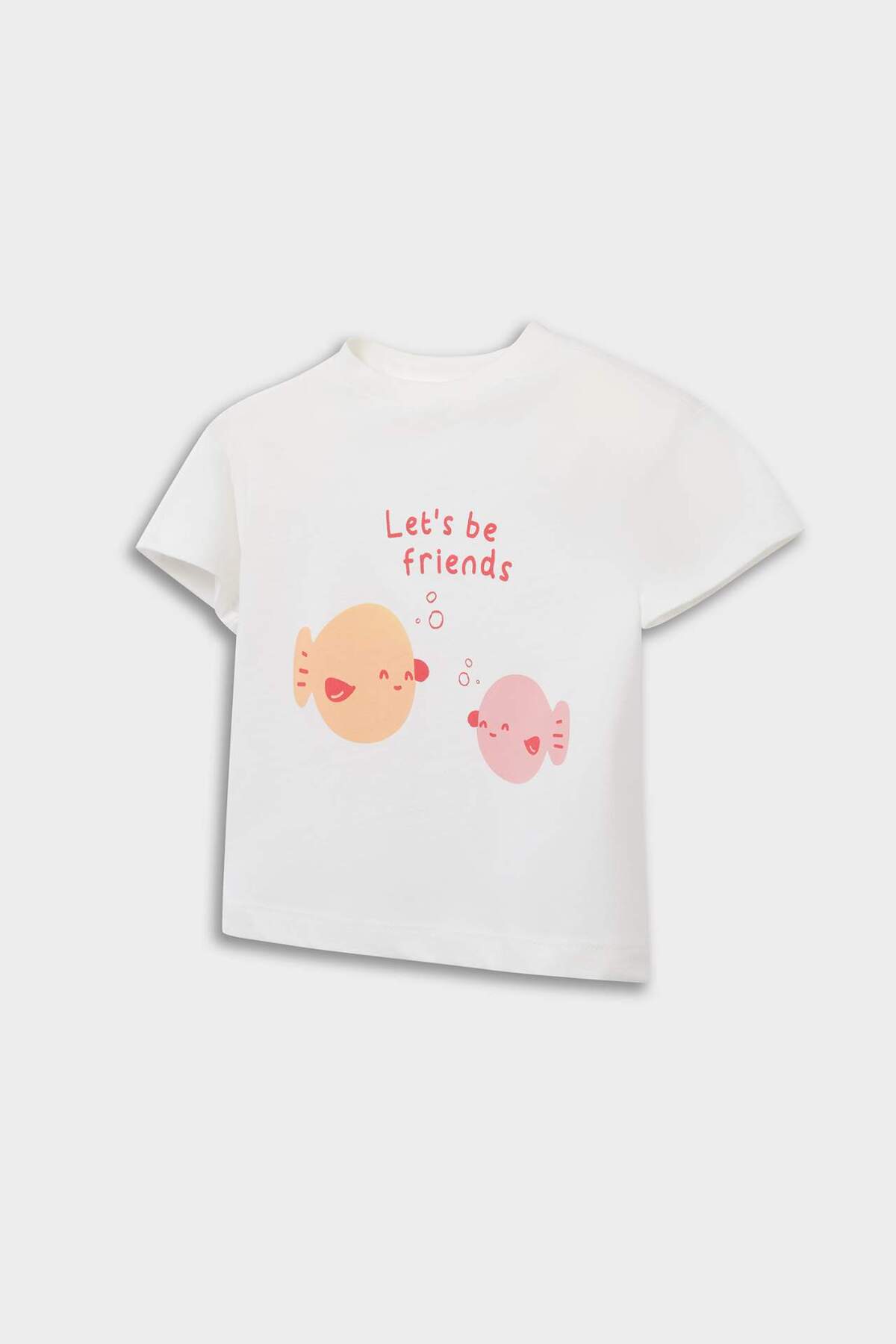 Defacto Bisiklet Yaka Baskılı Penye 2'li Kısa Kollu Tişört Kız Bebek Yenidoğan E8246A525SM fotoğrafı 3 (önizleme)