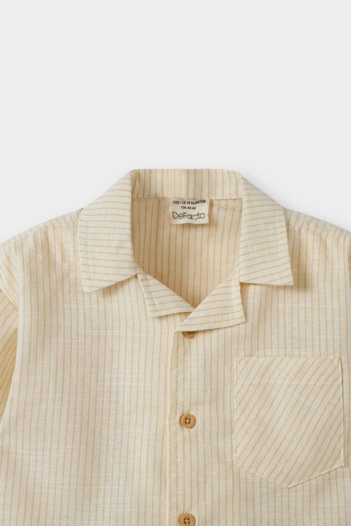 Defacto 2'li Takım Flamlı Pamuk Kısa Kollu Gömlek Şort Erkek Bebek E9030A525SM fotoğrafı 3 (önizleme)