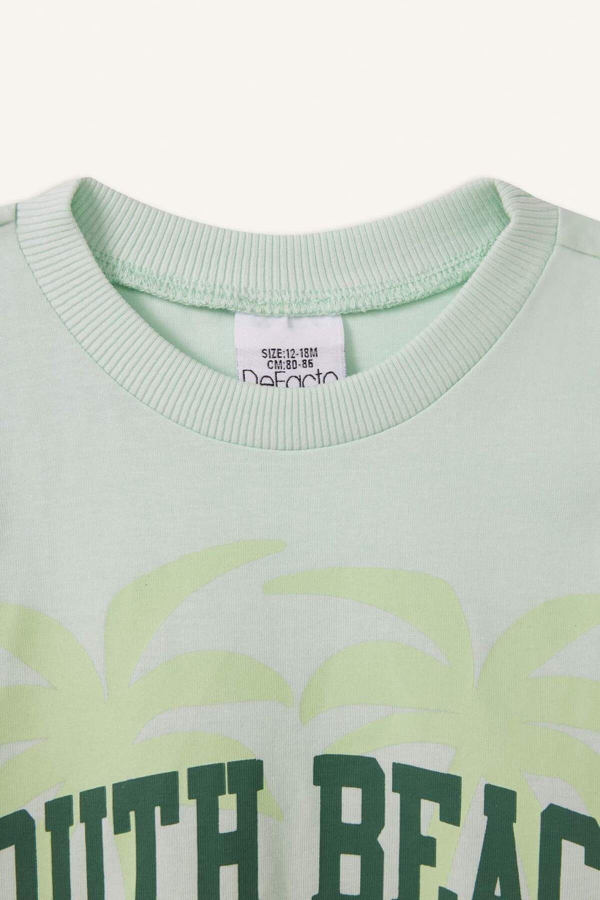 Defacto 2'li Takım Baskılı Kısa Kollu Tişört Beli Lastikli Şort Erkek Bebek E2801A525SM fotoğrafı 3 (önizleme)