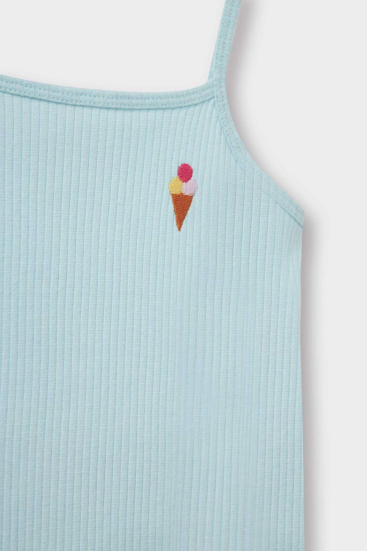 Defacto 2'li Takımı Baskılı Askılı Fitilli Kaşkorse Atlet Beli Lastikli Tayt Kız Bebek C1461A525SM fotoğrafı 2 (önizleme)