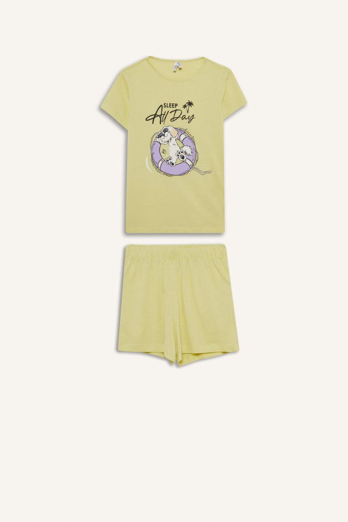 Defacto %100 Pamuklu Baskılı Beli Lastikli Pijama Takımı Kız Çocuk E0666A825HS fotoğrafı 7 (önizleme)