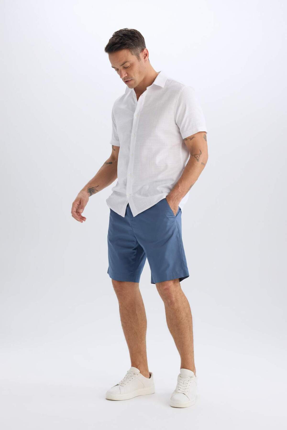 Defacto  %100 Pamuk Regular Fit Gabardin Bermuda Şort C7684AX25SP - Görsel 2