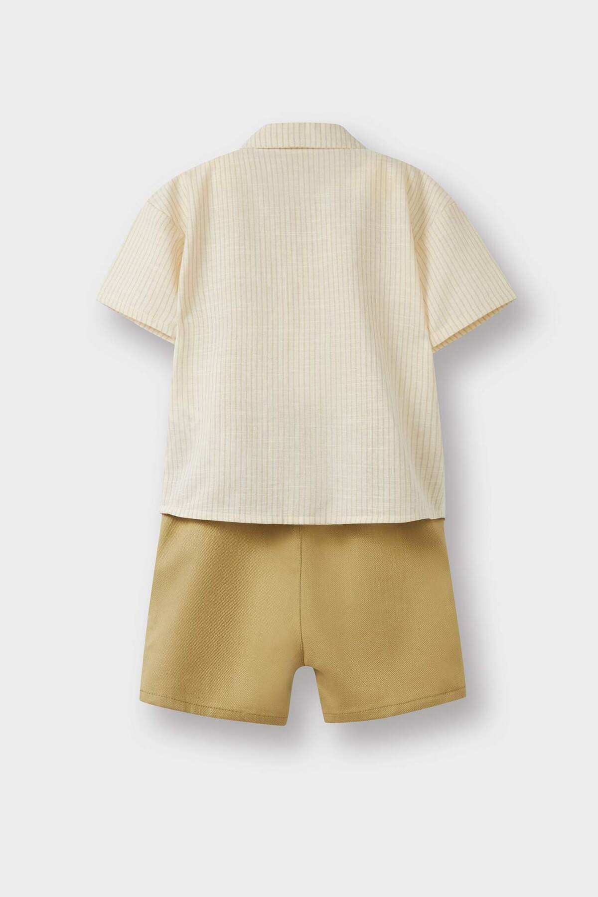 Defacto 2'li Takım Flamlı Pamuk Kısa Kollu Gömlek Şort Erkek Bebek E9030A525SM fotoğrafı 5 (önizleme)