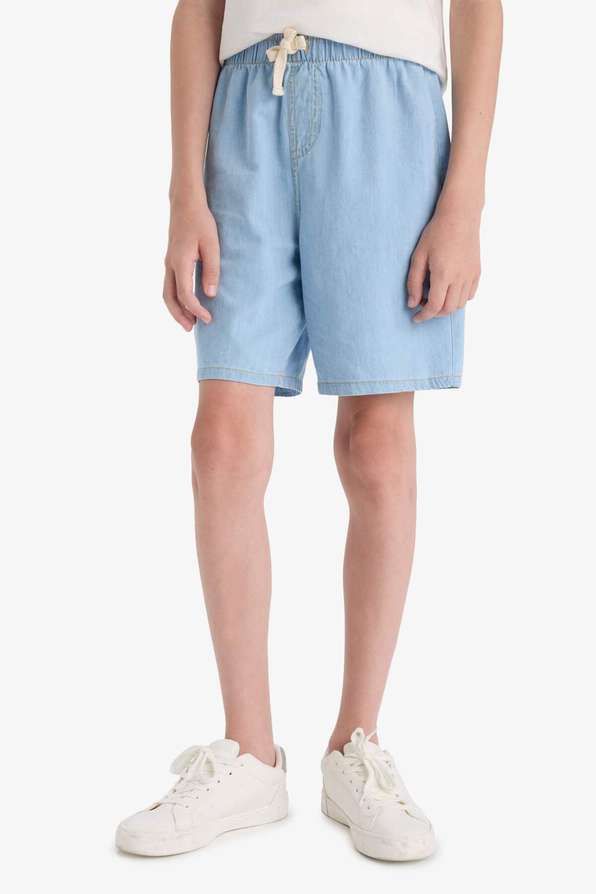 DeFacto %100 Pamuk Beli Lastikli Jean Şort Erkek Çocuk D8575A825SM görsel 4