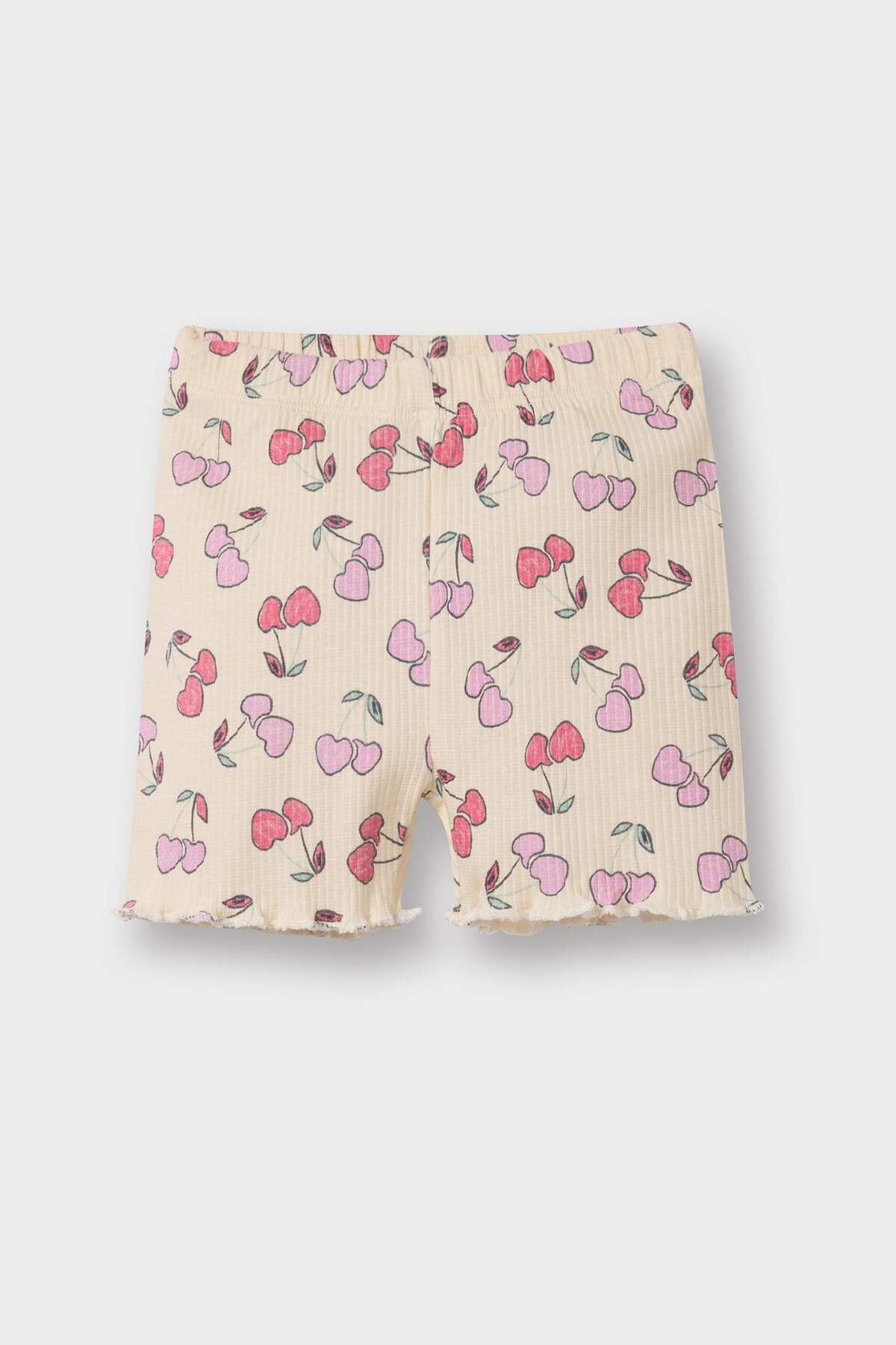 Defacto 2'li Takım Desenli Fitilli Kaşkorse Kısa Kollu Tişört Şort Kız Bebek E0724A525SM fotoğrafı 4 (önizleme)