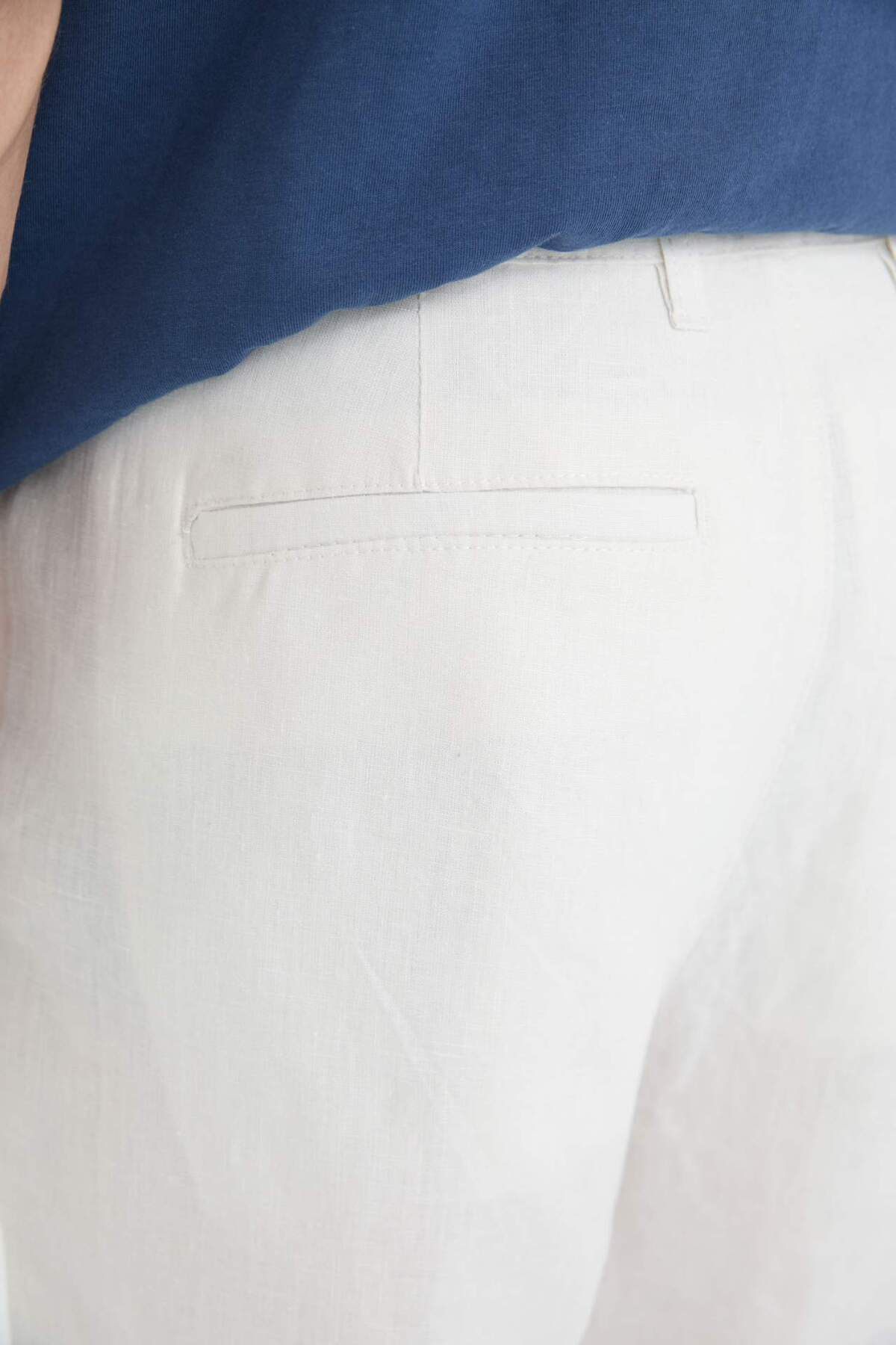 DeFacto %100 Keten Regular Fit Yazlık Bermuda Şort D9931AX25SM görsel 6
