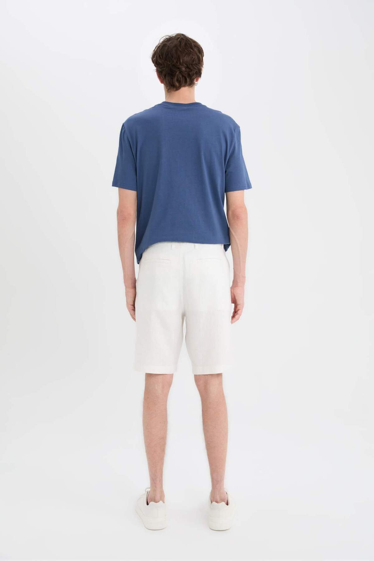 DeFacto %100 Keten Regular Fit Yazlık Bermuda Şort D9931AX25SM görsel 7