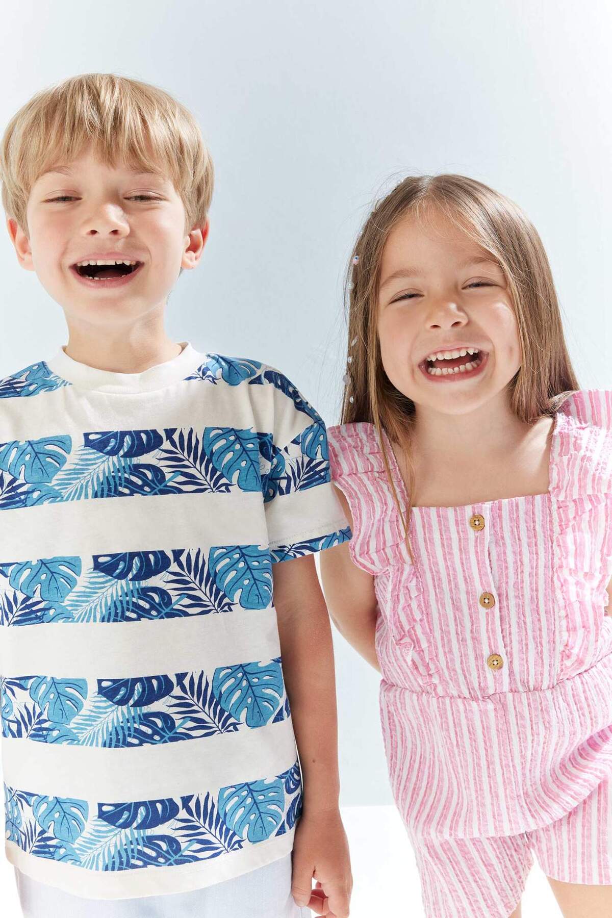 Defacto 100% Cotton Crew Neck Palm Pattern Short Sleeve T-Shirt Baby Boy E8373A525Sm