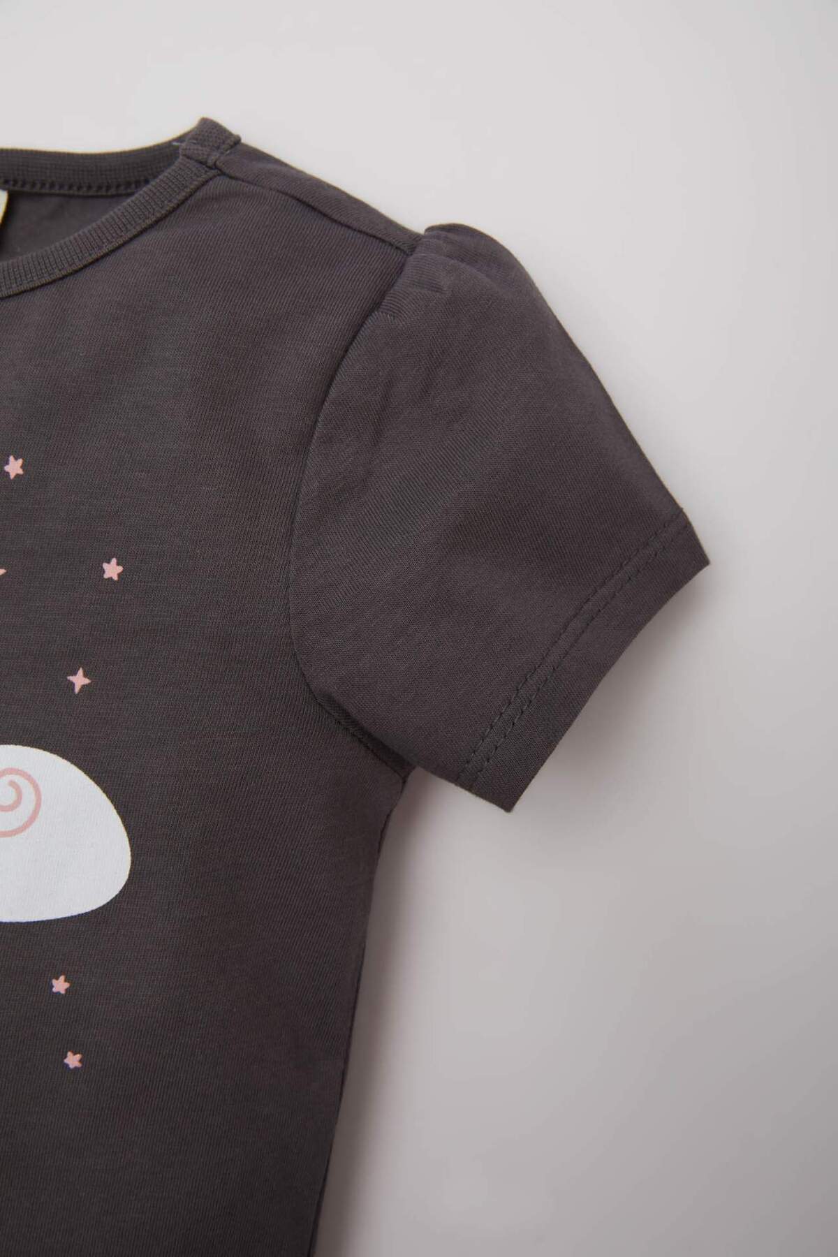 Defacto Kız Bebek Pijama Takımı Kısa Kollu Penye Üst Beli Lastikli Şort E1549A525HS fotoğrafı 4 (önizleme)