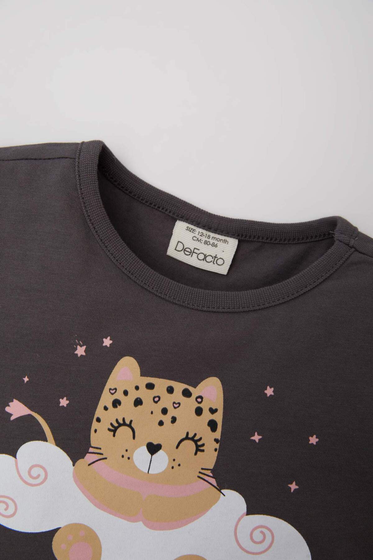 Defacto Kız Bebek Pijama Takımı Kısa Kollu Penye Üst Beli Lastikli Şort E1549A525HS fotoğrafı 3 (önizleme)
