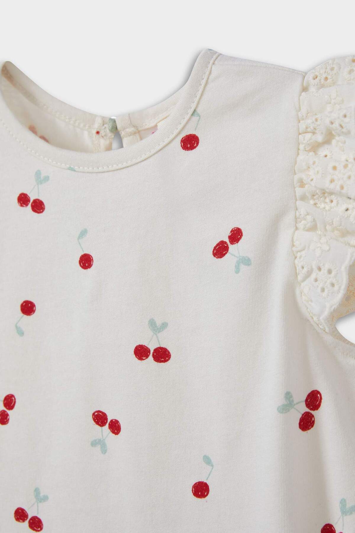 Defacto 3'lü Takım Meyve Desenli Kısa Kollu Tişört Yumuşak Jean Şort Saç Bandı Kız Bebek E8363A525SM fotoğrafı 3 (önizleme)