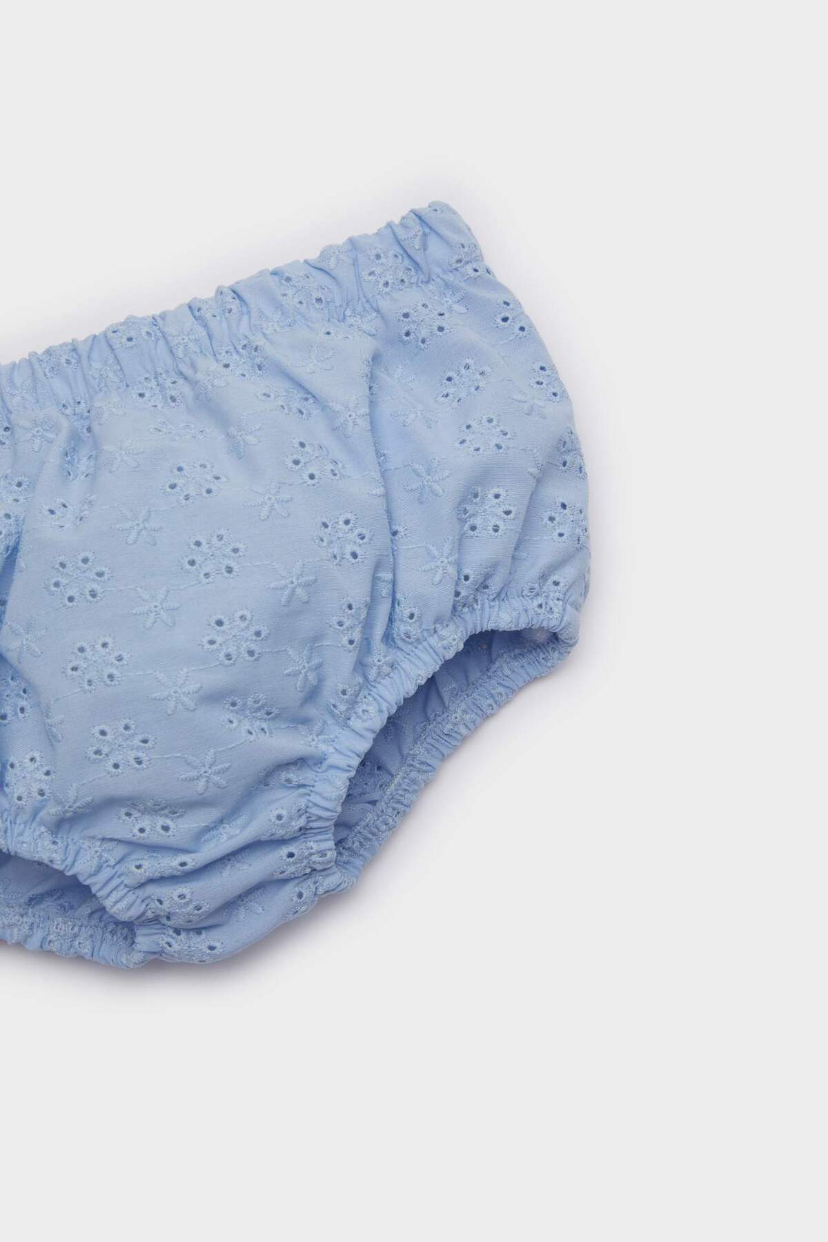 Defacto 2'li Takım Çiçekli Kısa Kollu Brode Elbise Külot Kız Bebek E8361A525SM fotoğrafı 3 (önizleme)