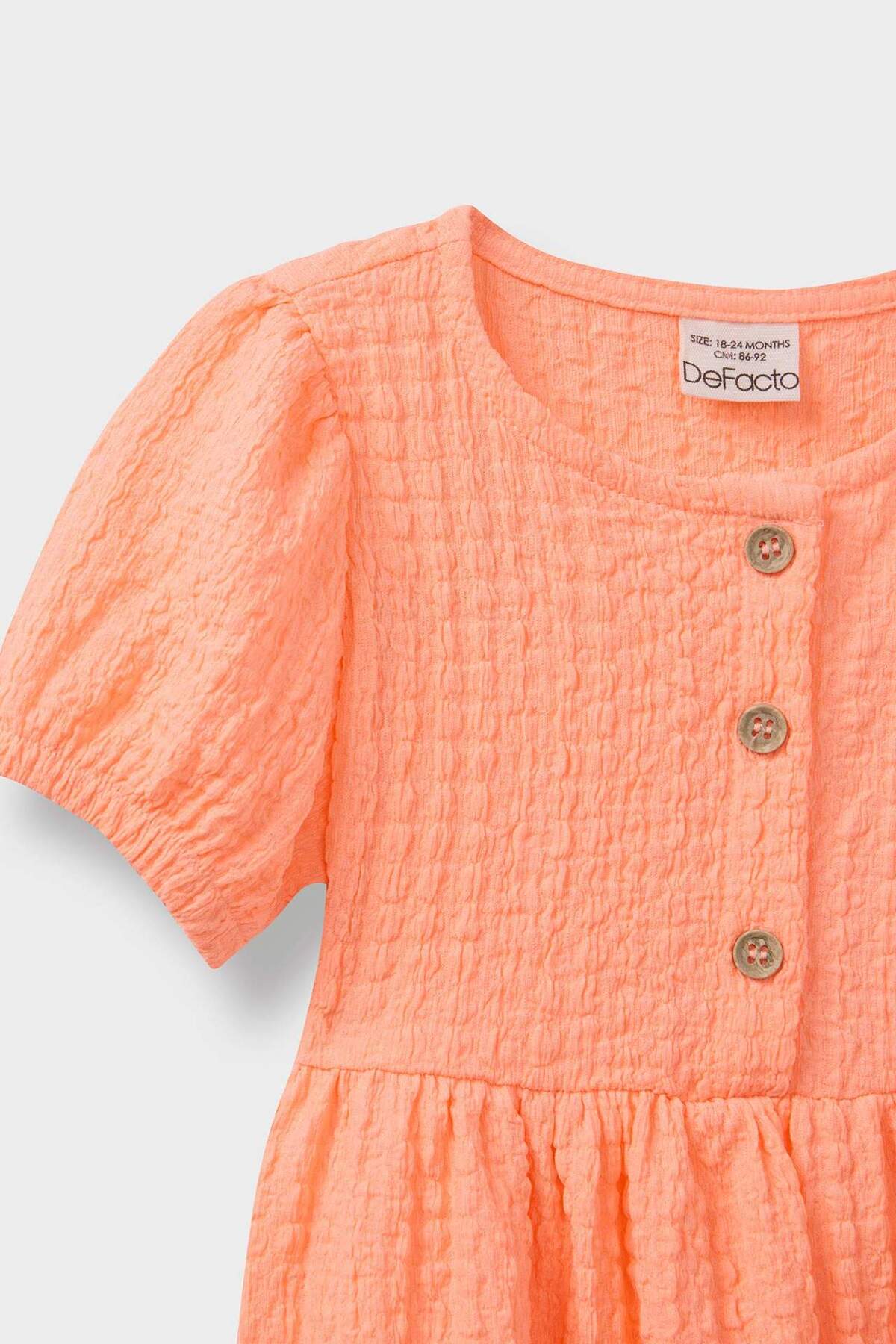 Defacto Kısa Kollu Bürümcük Yazlık Elbise Kız Bebek E8716A525SM fotoğrafı 6 (önizleme)