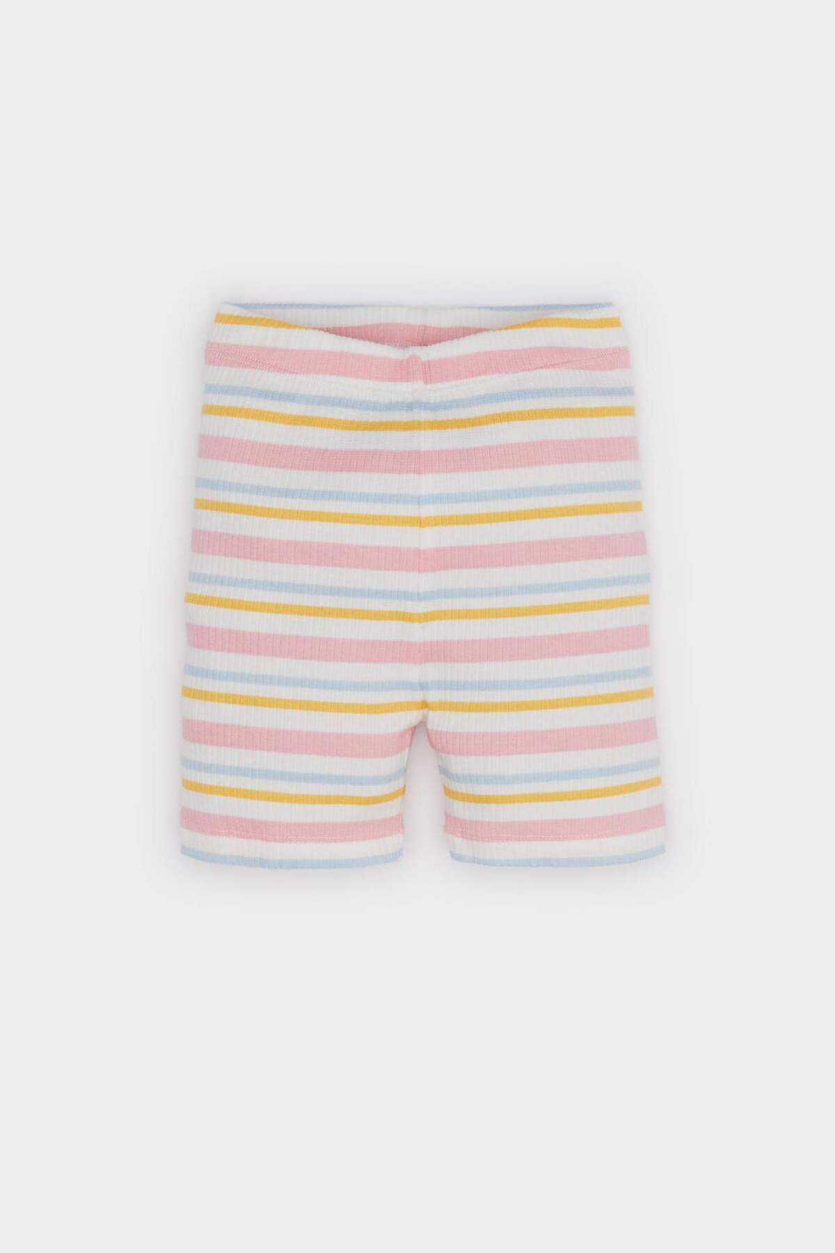 Defacto Pijama Takımı Baskılı Kısa Kollu Fitilli Kaşkorse Üst Beli Lastikli Çizgili Şort Kız Bebek E4646A525 fotoğrafı 6 (önizleme)