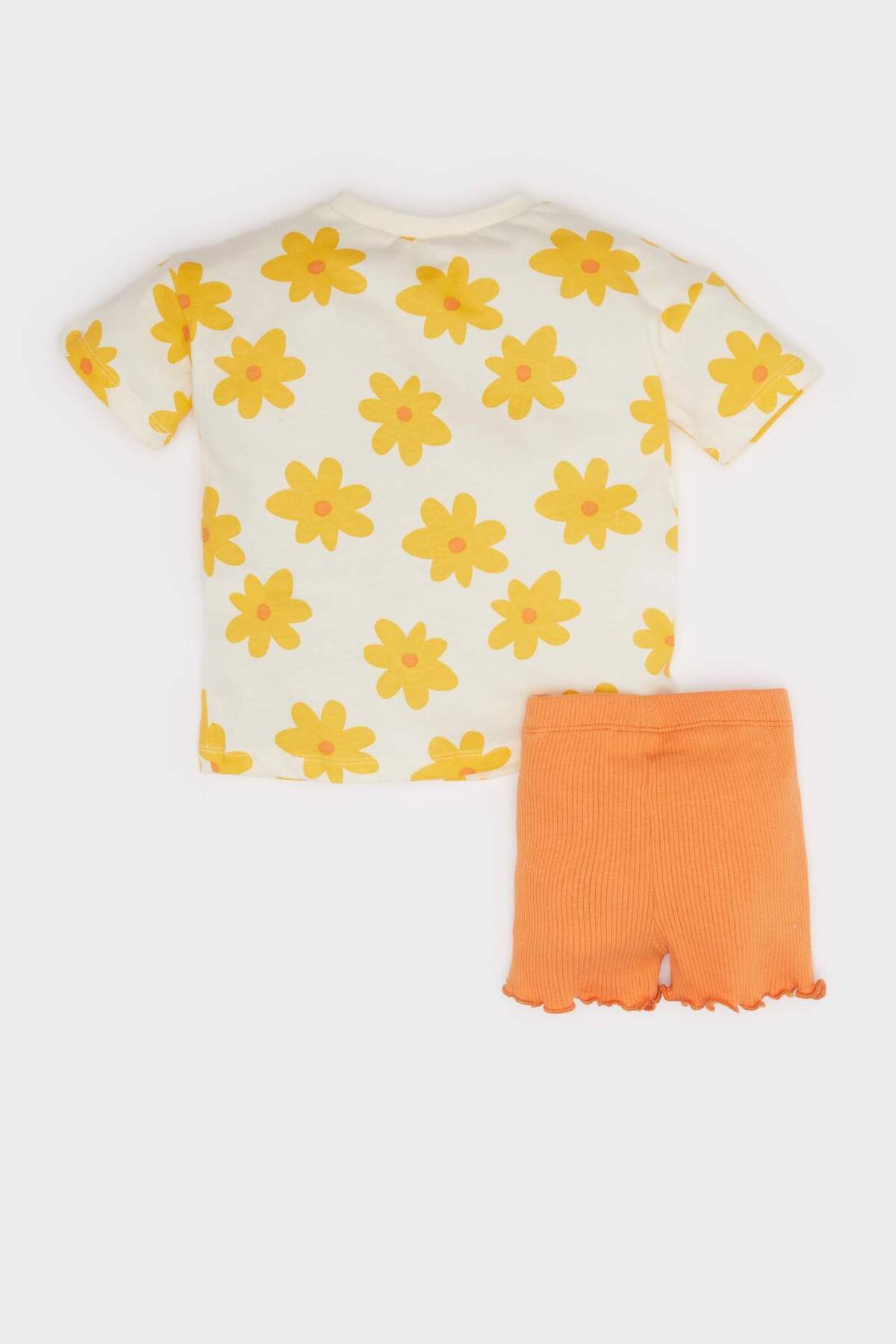 Defacto 2'li Takım Desenli Kısa Kollu Tişört Beli Lastikli Şort Kız Bebek E8432A525SM fotoğrafı 4 (önizleme)