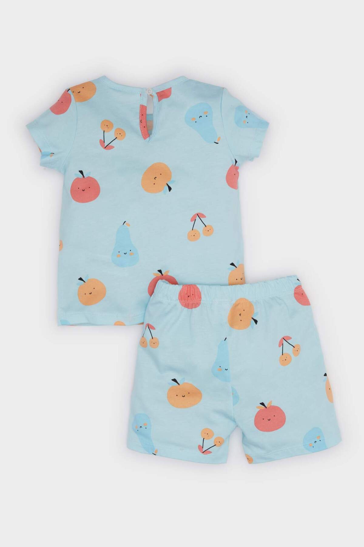 Defacto %100 Pamuklu Meyve Desenli Beli Lastikli Pijama Takımı Kız Bebek E9604A525SM fotoğrafı 4 (önizleme)