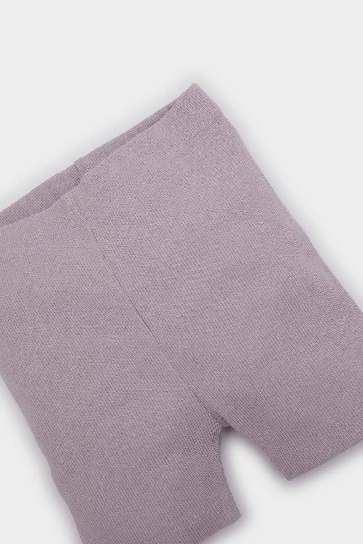 Defacto 2'li Takım Gökkuşağı Baskılı Fitilli Kaşkorse Kısa Kollu Çıtçıtlı Body Beli Lastikli Şort Kız Bebek fotoğrafı 4 (önizleme)