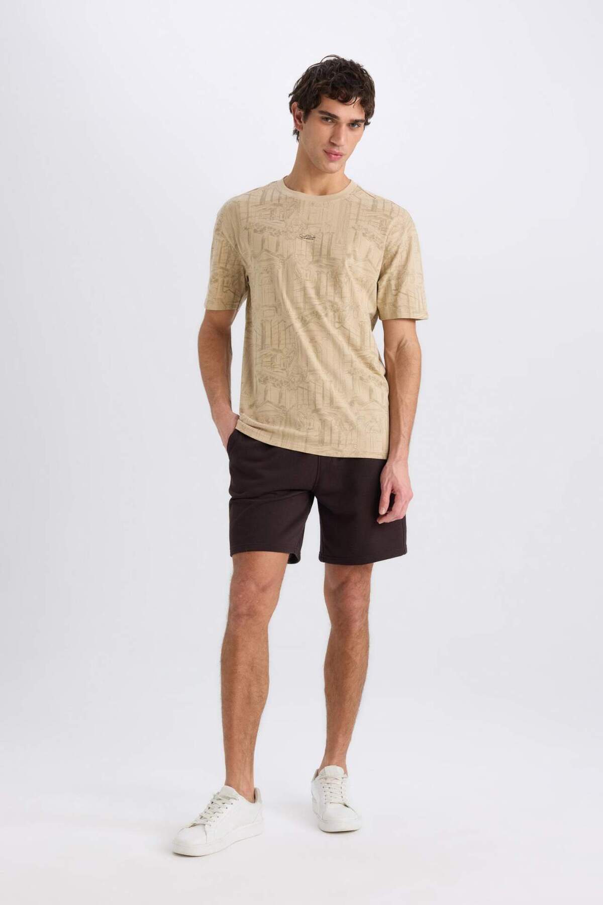 Regular Fit Flat Leg Waist Lace-Up Pocket Basic Flat Shorts B8672AX25SP