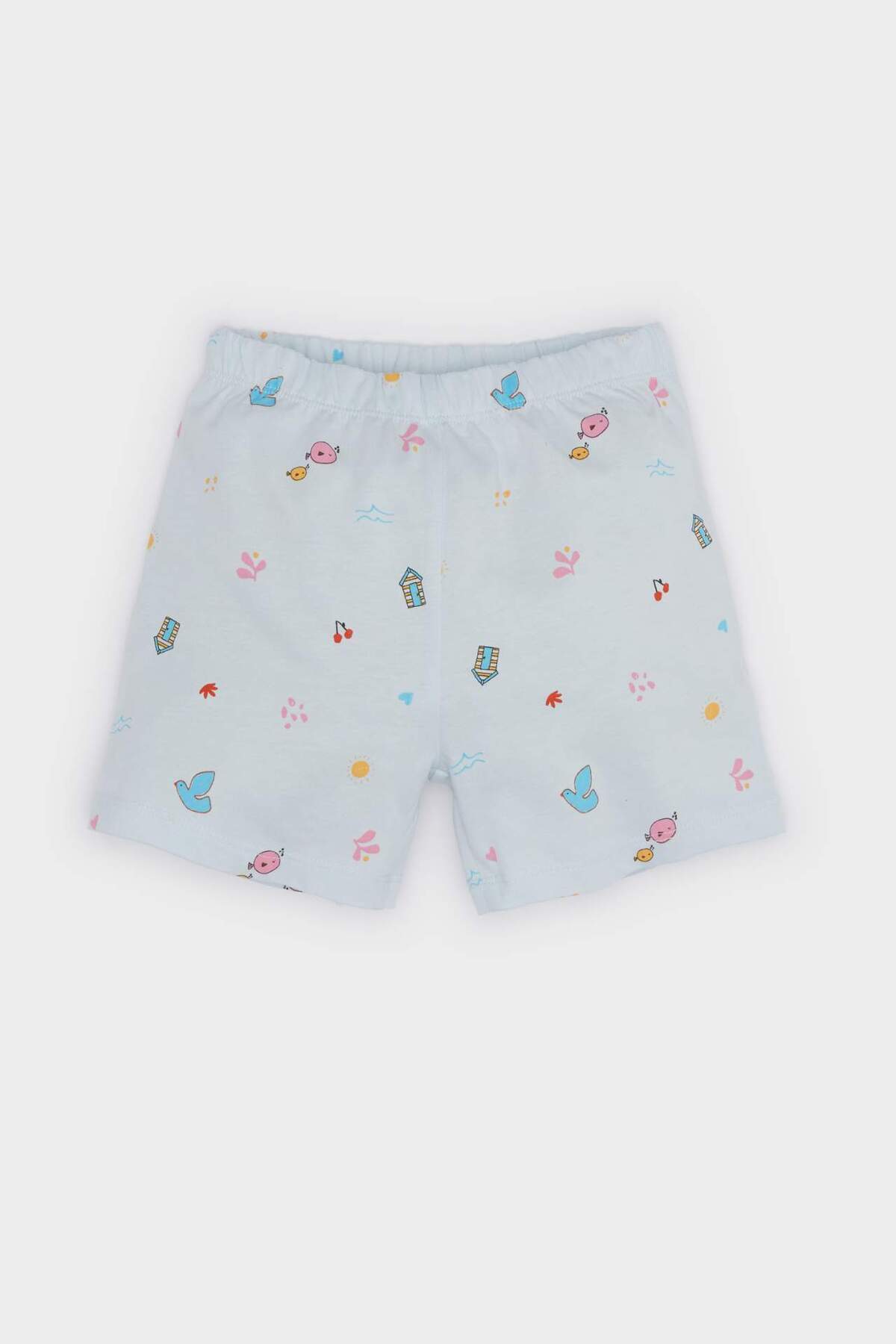 Defacto Kız Bebek Pijama Takımı Desenli Kısa Kollu Penye Üst Beli Lastikli Şort E9603A525SM fotoğrafı 2 (önizleme)