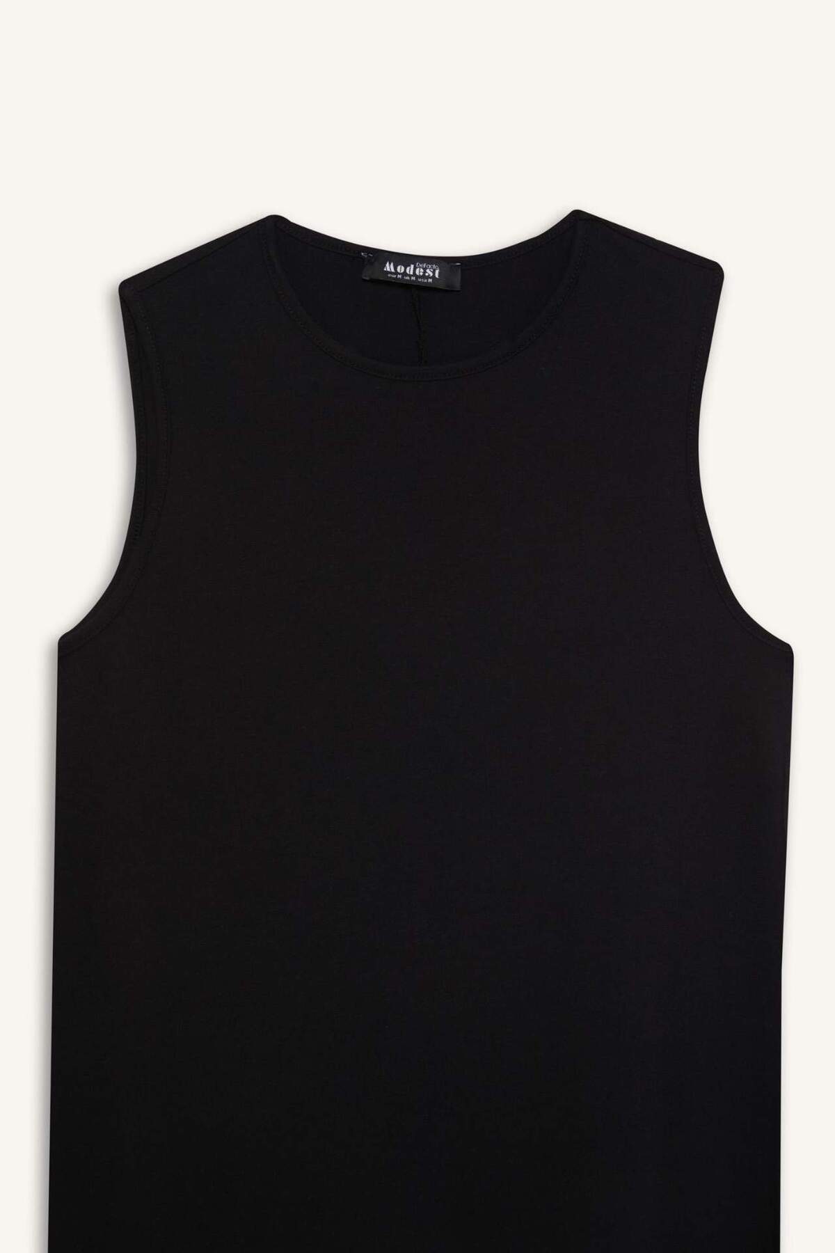 Defacto  %100 Pamuk Regular Fıt Basıc Penye Kolsuz Midi Elbise C9686AX25SM - Görsel 7