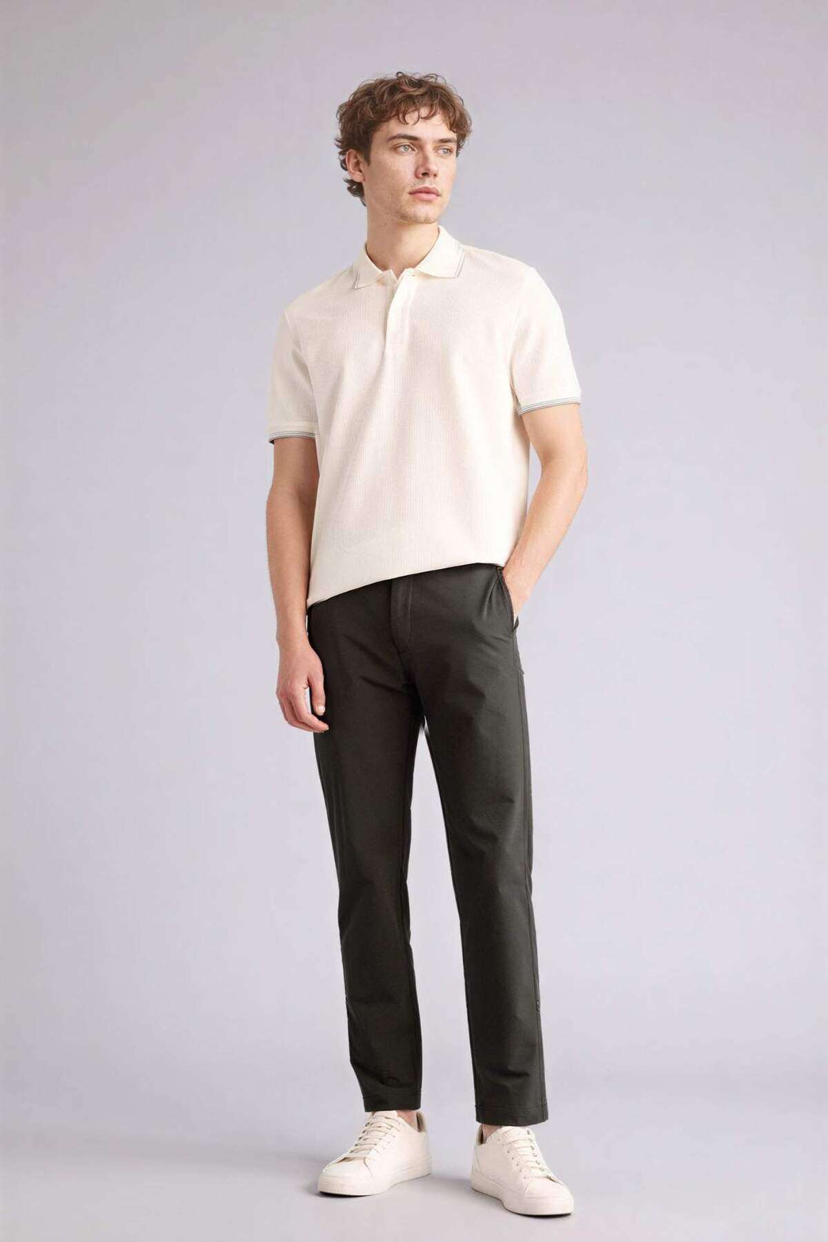 Defacto  Regular Fit Polo Yaka Kısa Kollu Dokulu Waffle Tişört D7932AX25SP - Görsel 2