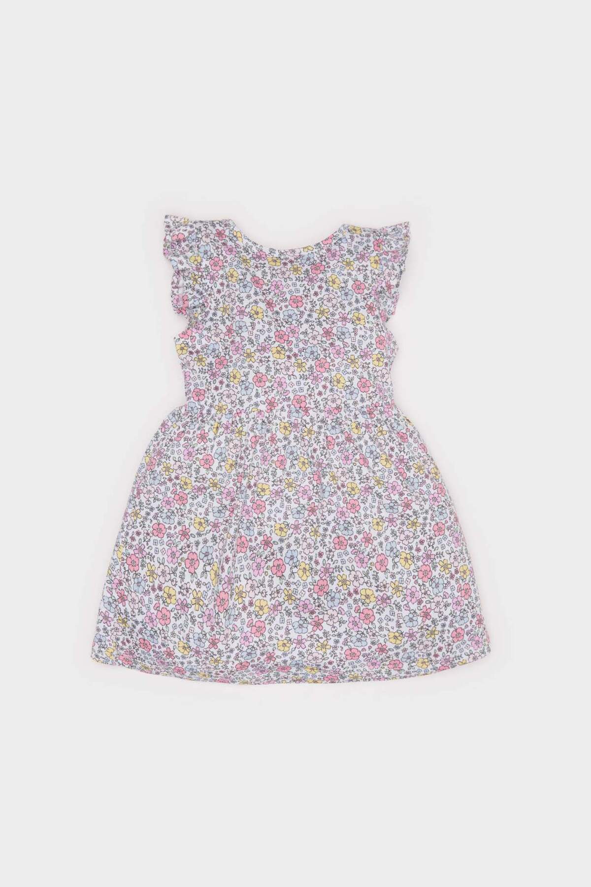Defacto Çiçek Desenli Kısa Kollu Yazlık Elbise Kız Bebek A0136A525SM fotoğrafı 4 (önizleme)