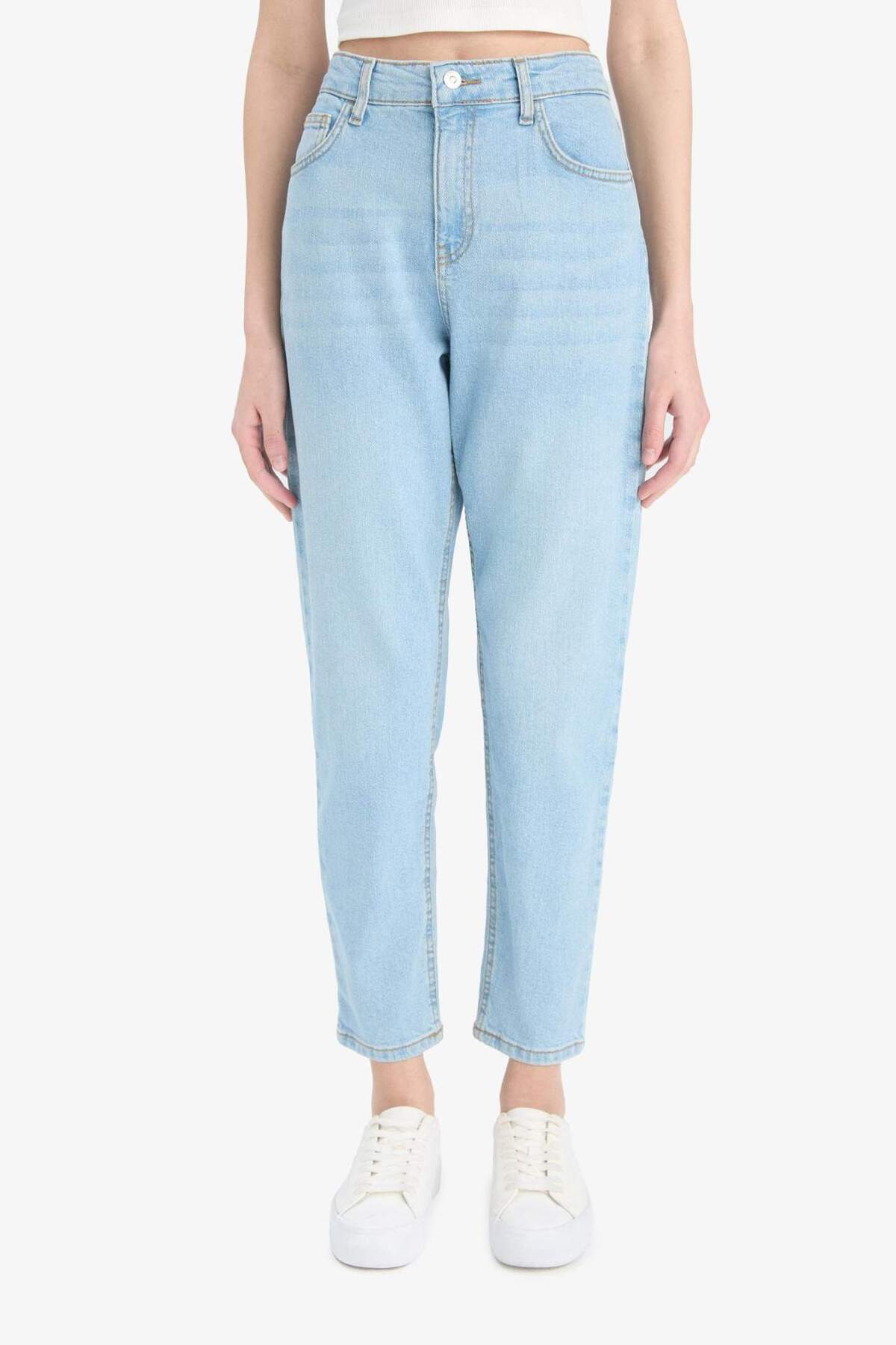 Defacto  Comfort Mom Yüksek Bel Kısa Paça Jean Pantolon E1677AX25SM - Görsel 4