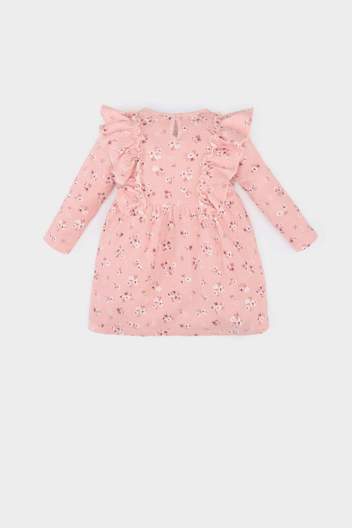 Defacto Çiçekli Uzun Kollu Waffle Elbise Kız Bebek D9563A525SP fotoğrafı 4 (önizleme)