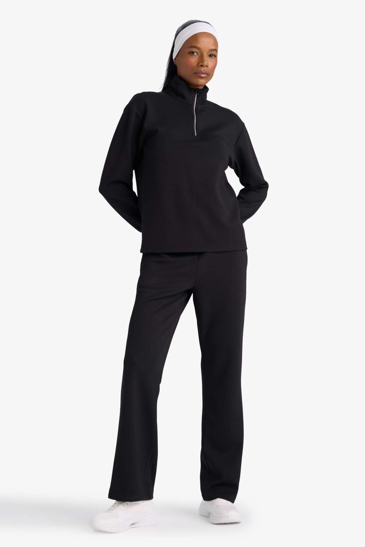 Defacto  Oversize Geniş Kalıp Yarım Fermuarlı Modal Sporcu Sweatshirt D7126AX25SP - Görsel 2