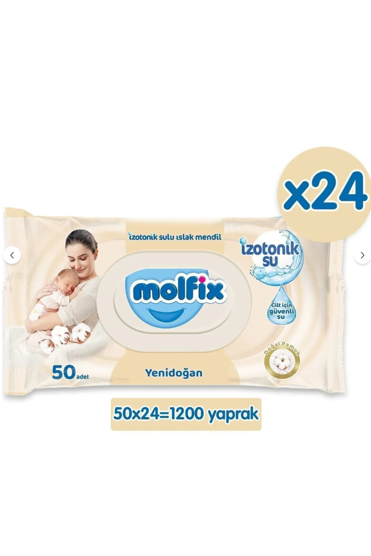 Molfix Islak Havlu Mendil İzotonik Yeni Doğan 50 Yaprak x24 Adet fotoğrafı 2 (önizleme)