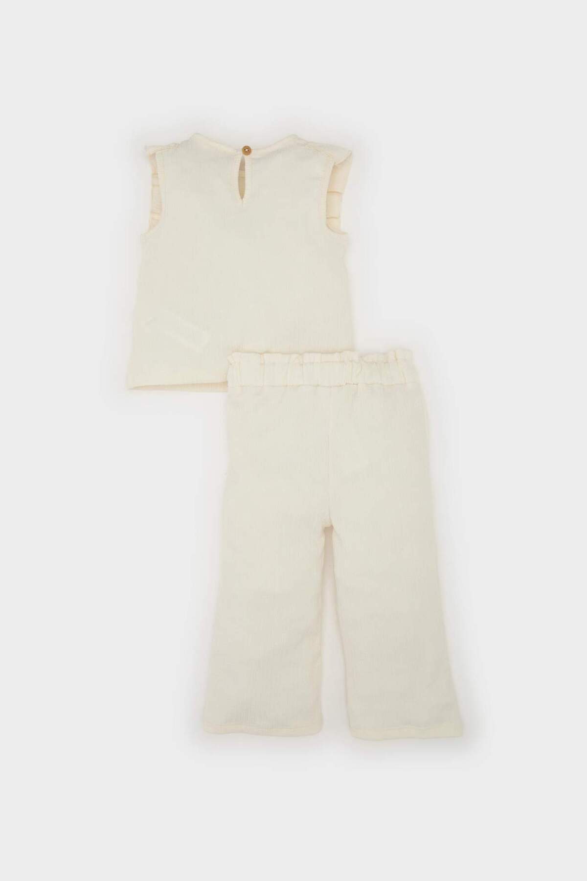 Defacto 2li Takım Kolsuz Bluz Beli Lastikli Geniş Paça Pantolon Kız Bebek C4016A525SM fotoğrafı 6 (önizleme)