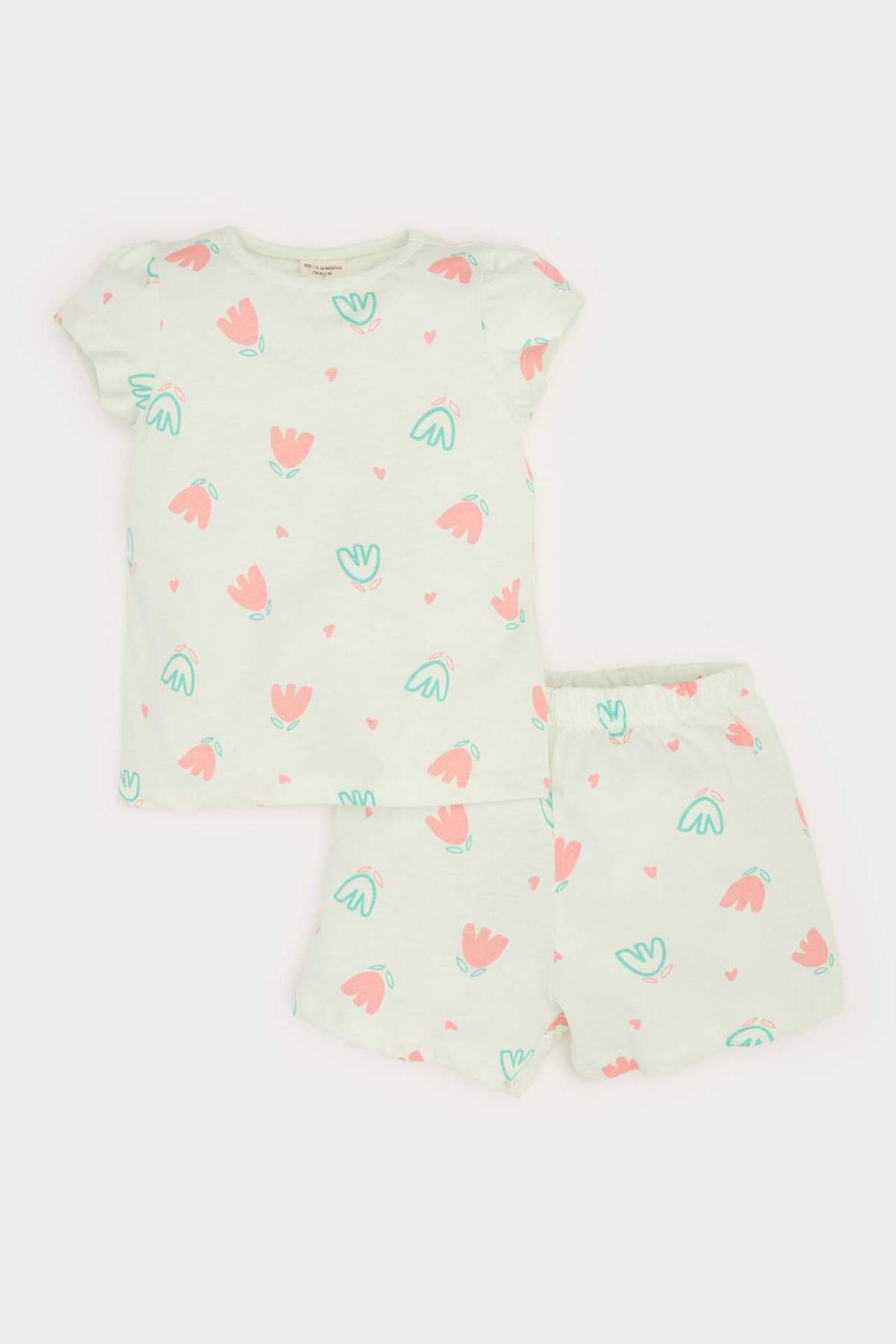 Defacto %100 Pamuklu Çiçekli Beli Lastikli Pijama Takımı Kız Bebek E4614A525SM fotoğrafı 2 (önizleme)