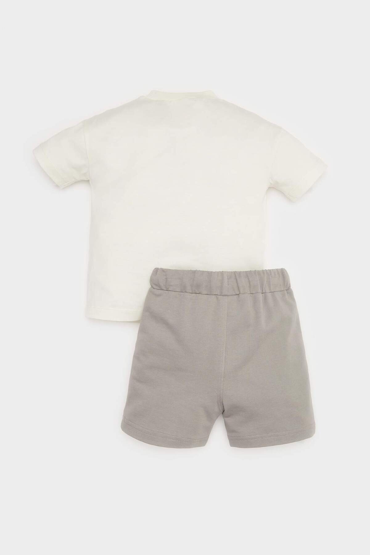 Defacto 2li Takım Baskılı Kısa Kollu Tişört Beli Lastikli Şort Erkek Bebek D7929A525SM fotoğrafı 5 (önizleme)