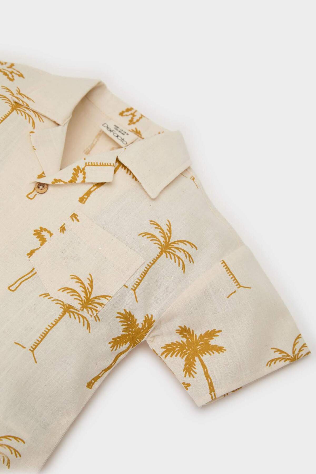 Defacto 2'li Takım Tropikal Desenli Flamlı Poplin Kısa Kollu Gömlek Beli Lastikli Şort Erkek Bebek E8153A525 fotoğrafı 5 (önizleme)