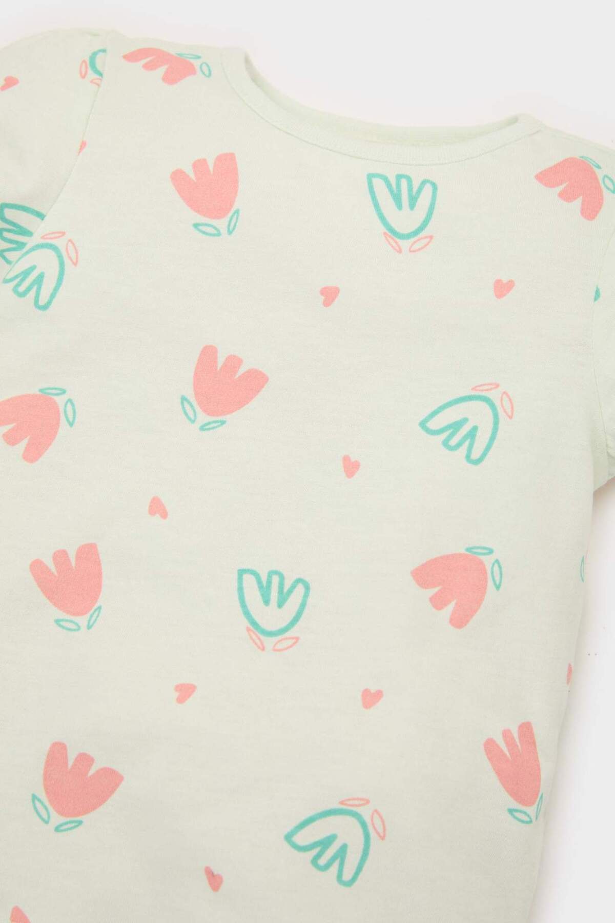 Defacto %100 Pamuklu Çiçekli Beli Lastikli Pijama Takımı Kız Bebek E4614A525SM fotoğrafı 4 (önizleme)