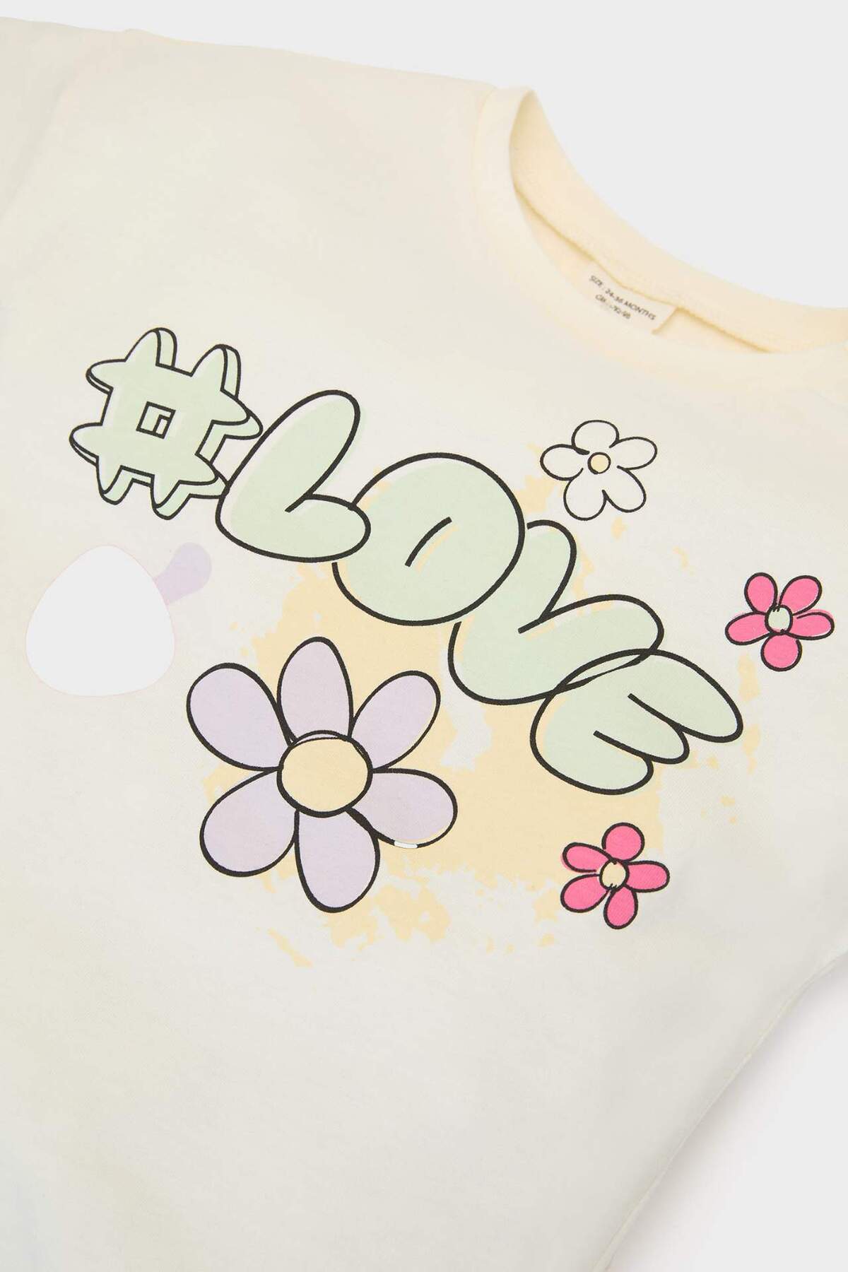 Defacto 2li Takım Baskılı Kısa Kollu Tişört Beli Lastikli Desenli Şort Kız Bebek E6441A525SM fotoğrafı 3 (önizleme)