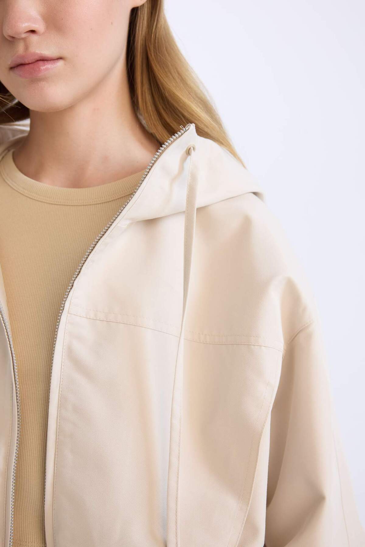 Defacto  Su Geçirmez Kapüşonlu Fermuarlı Mont D5776AX25SP - Görsel 4