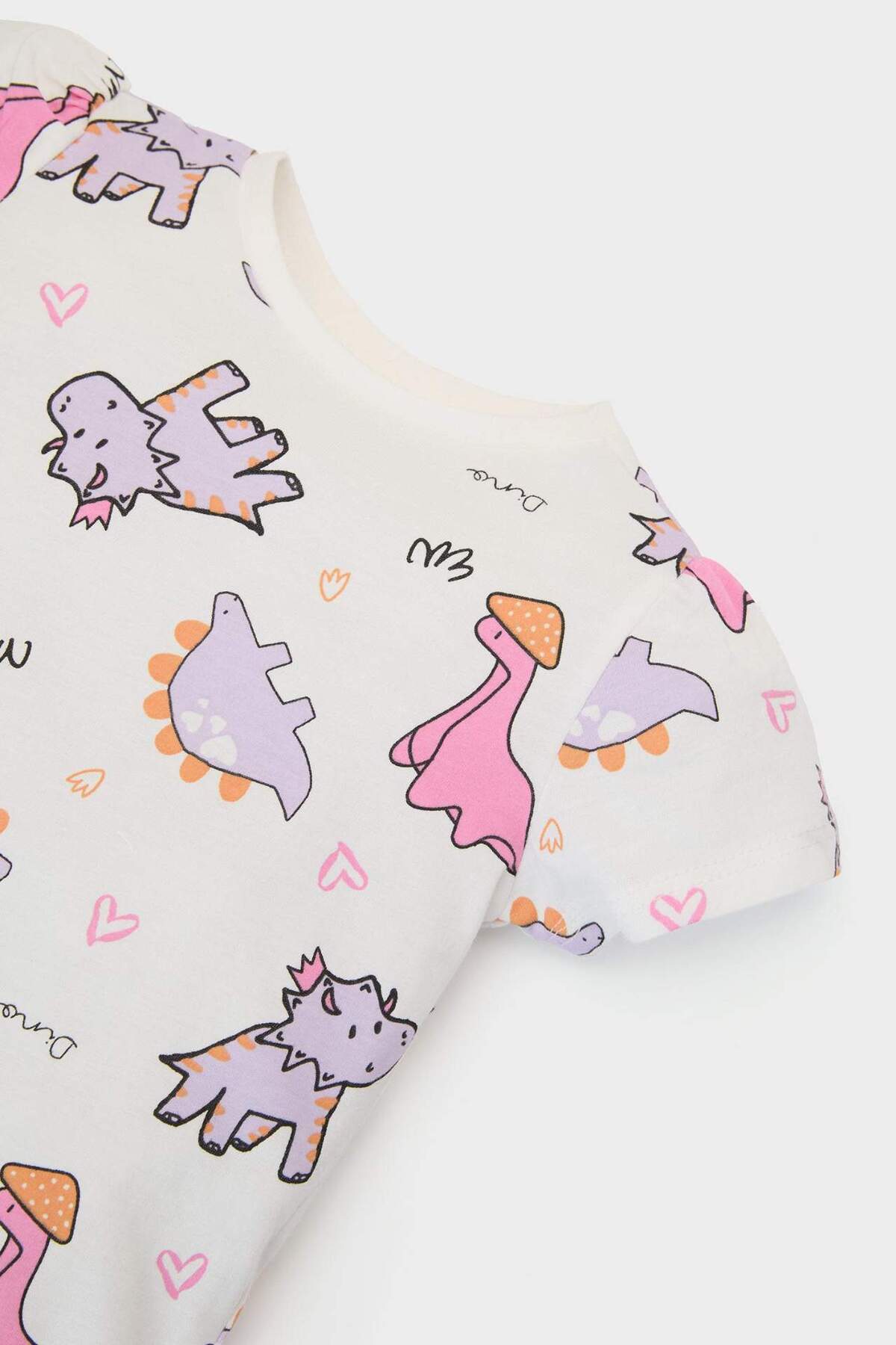 Defacto %100 Pamuklu Dinozor Baskılı Pijama Takımı Kız Bebek E1547A525SM fotoğrafı 5 (önizleme)