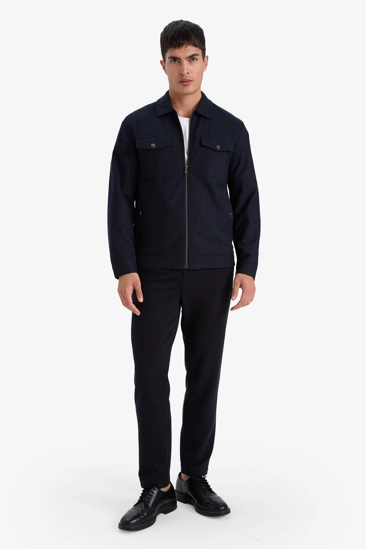 Defacto  Slim Fit Dar Kesim Astarlı Fermuarlı Cepli Mevsimlik Baharlık Mont D7533AX25SP - Görsel 2