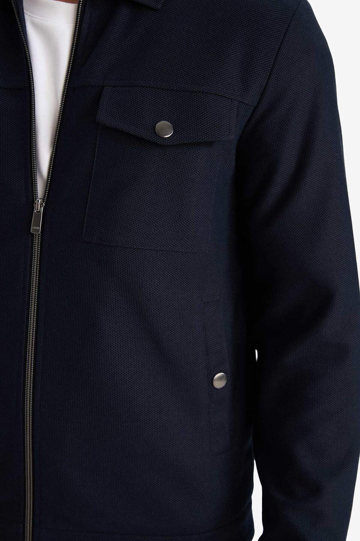 Defacto  Slim Fit Dar Kesim Astarlı Fermuarlı Cepli Mevsimlik Baharlık Mont D7533AX25SP - Görsel 5
