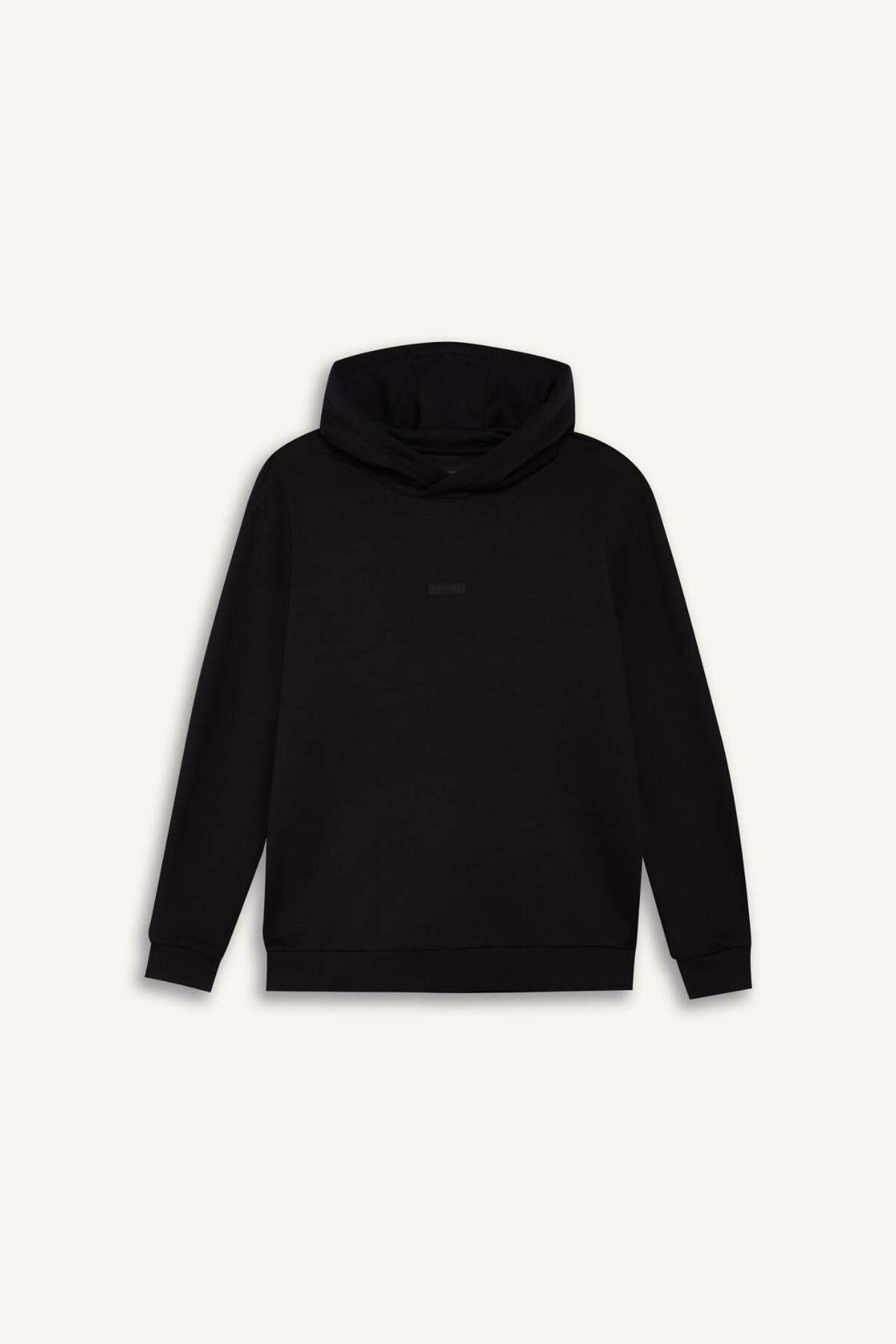 Ultra Yumuşak Standart Fit Kapüşonlu Skuba Dalgıç Kumaş Sporcu Sweatshirt D7364AX25SP — مشکی TYC64D3EFDC5932108 — تصویر 8 از 8