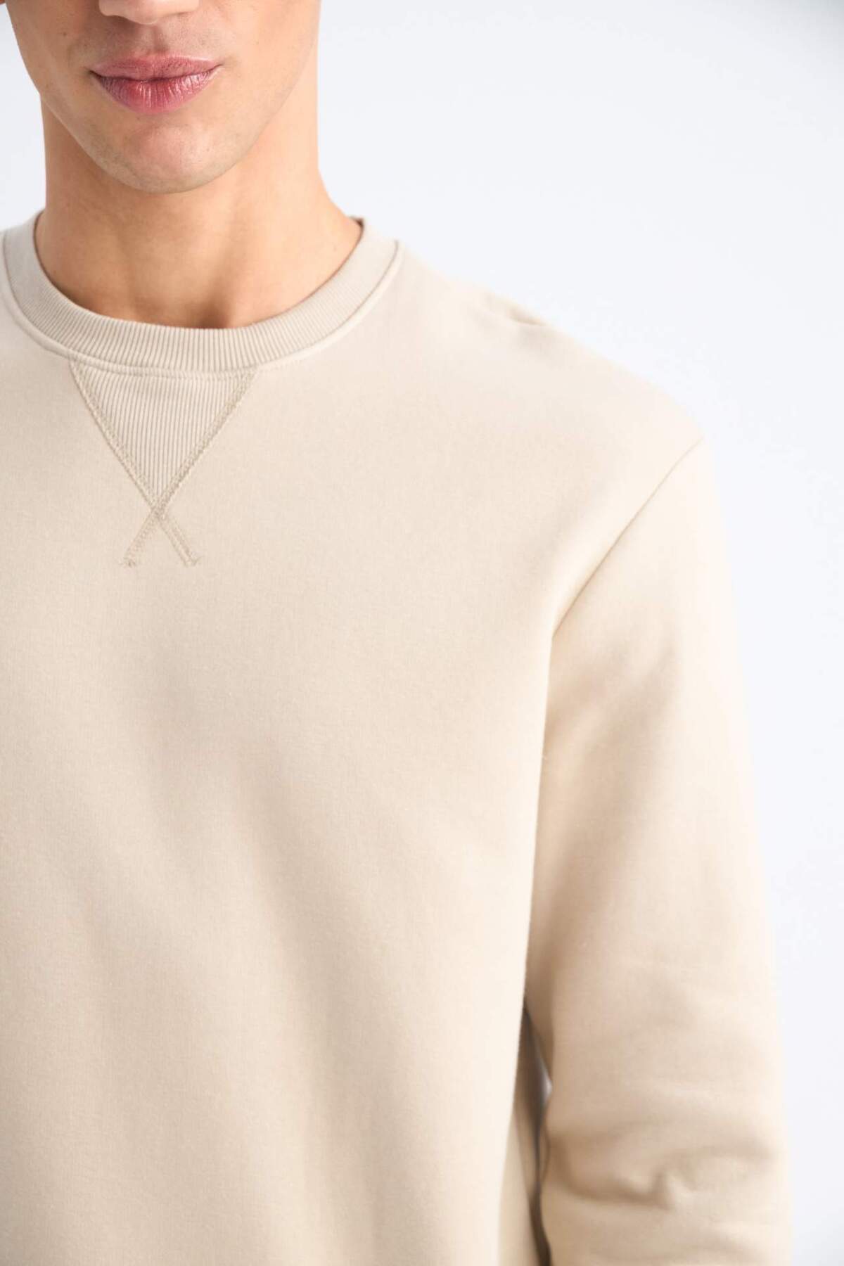 DeFacto Regular Fit Bisiklet Yaka Kalın Basic Düz Sweatshirt T3777AZ25SP görsel 5