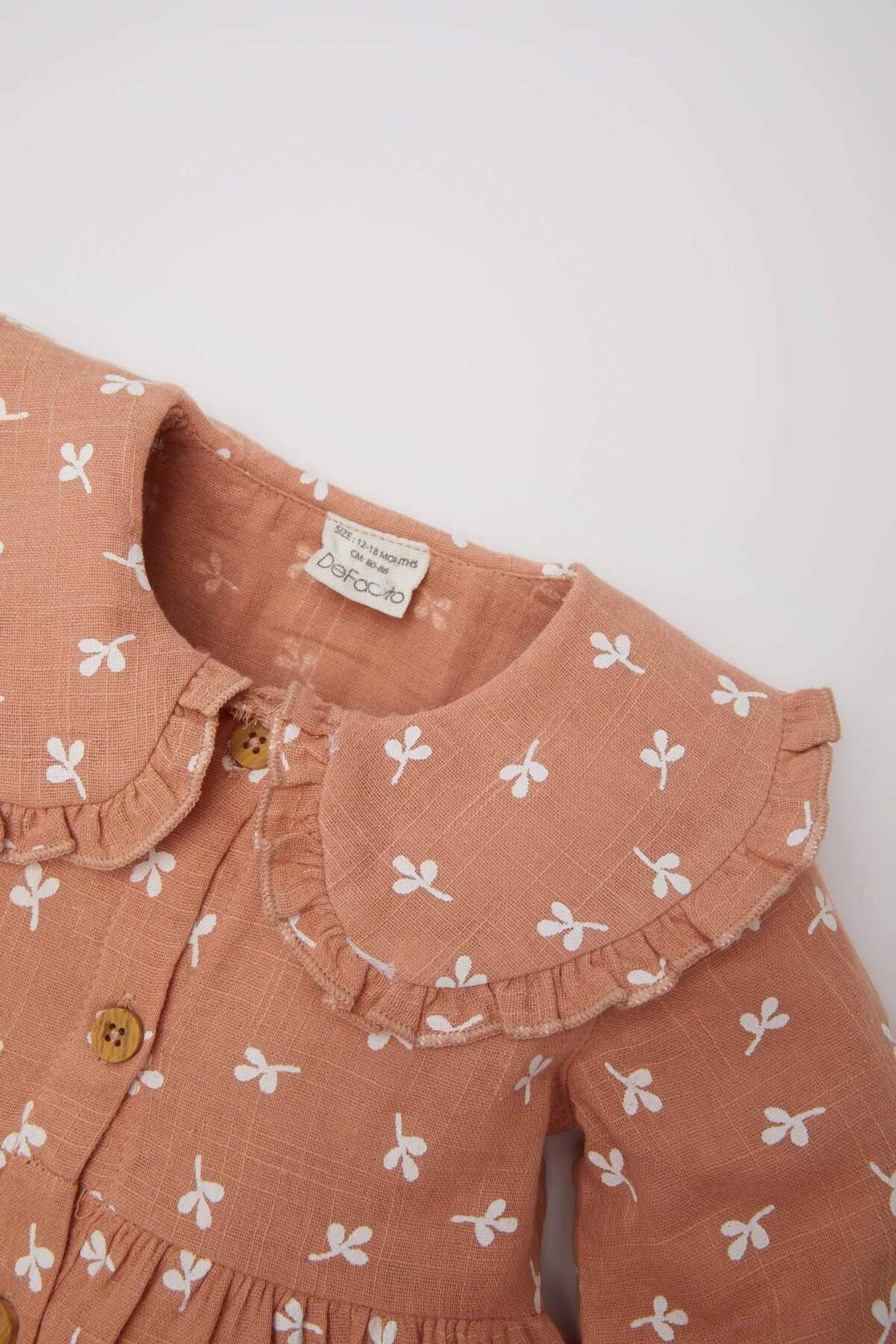 Defacto Çiçekli Uzun Kollu Müslin Elbise Kız Bebek D9571A525SP fotoğrafı 2 (önizleme)