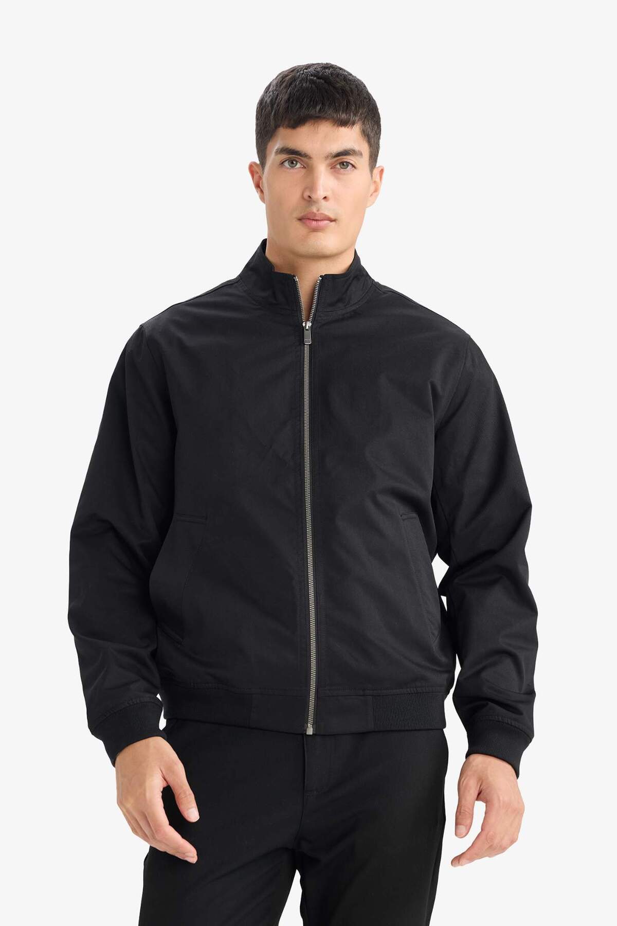 Defacto  Slim Fit Dar Kesim Dik Yaka Astarlı Fermuarlı Cepli Mevsimlik Baharlık Mont D7338AX25SP - Görsel 3