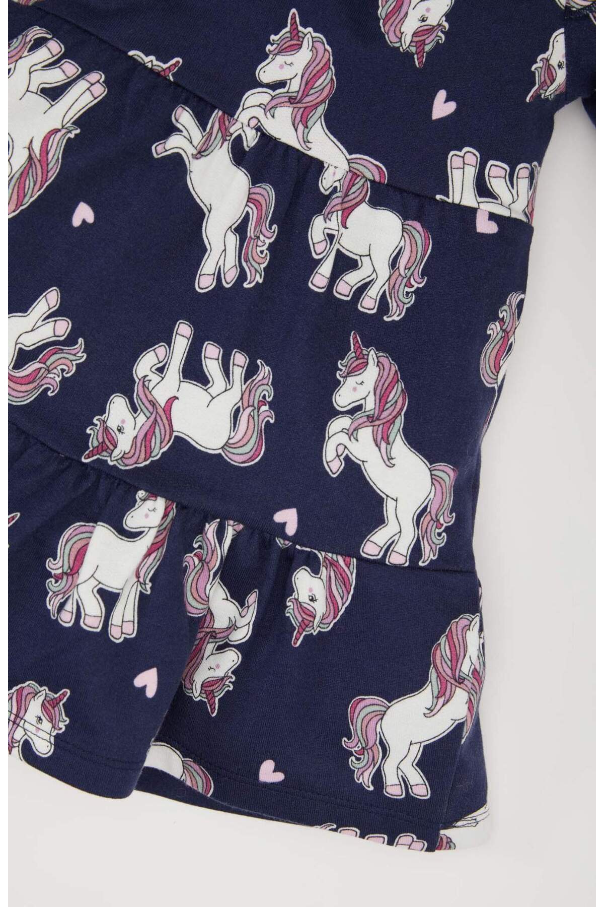 Defacto Unicorn Baskılı Uzun Kollu Sweat Elbise Kız Bebek D5632A524WN fotoğrafı 3 (önizleme)