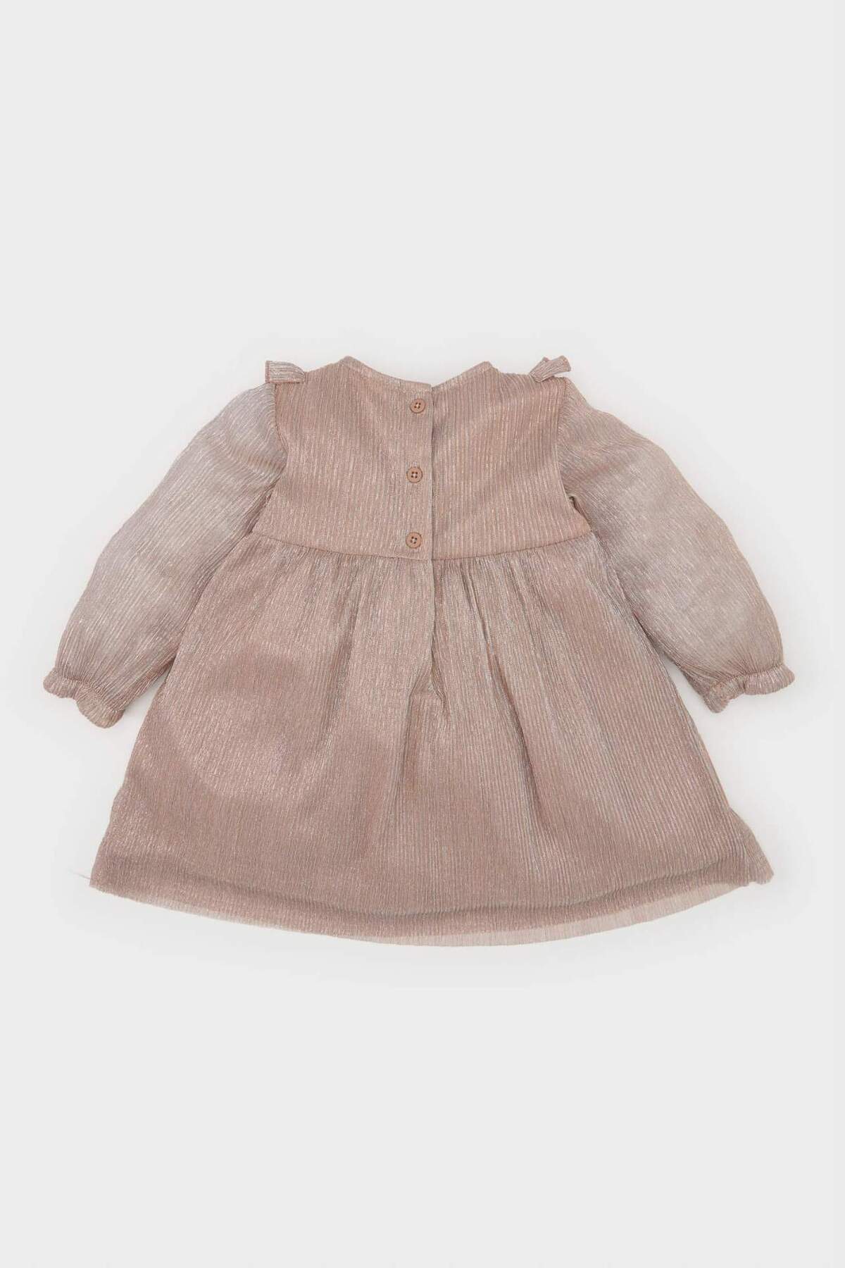 Defacto Uzun Kollu Şifon Elbise Kız Bebek B2334A524WN fotoğrafı 4 (önizleme)