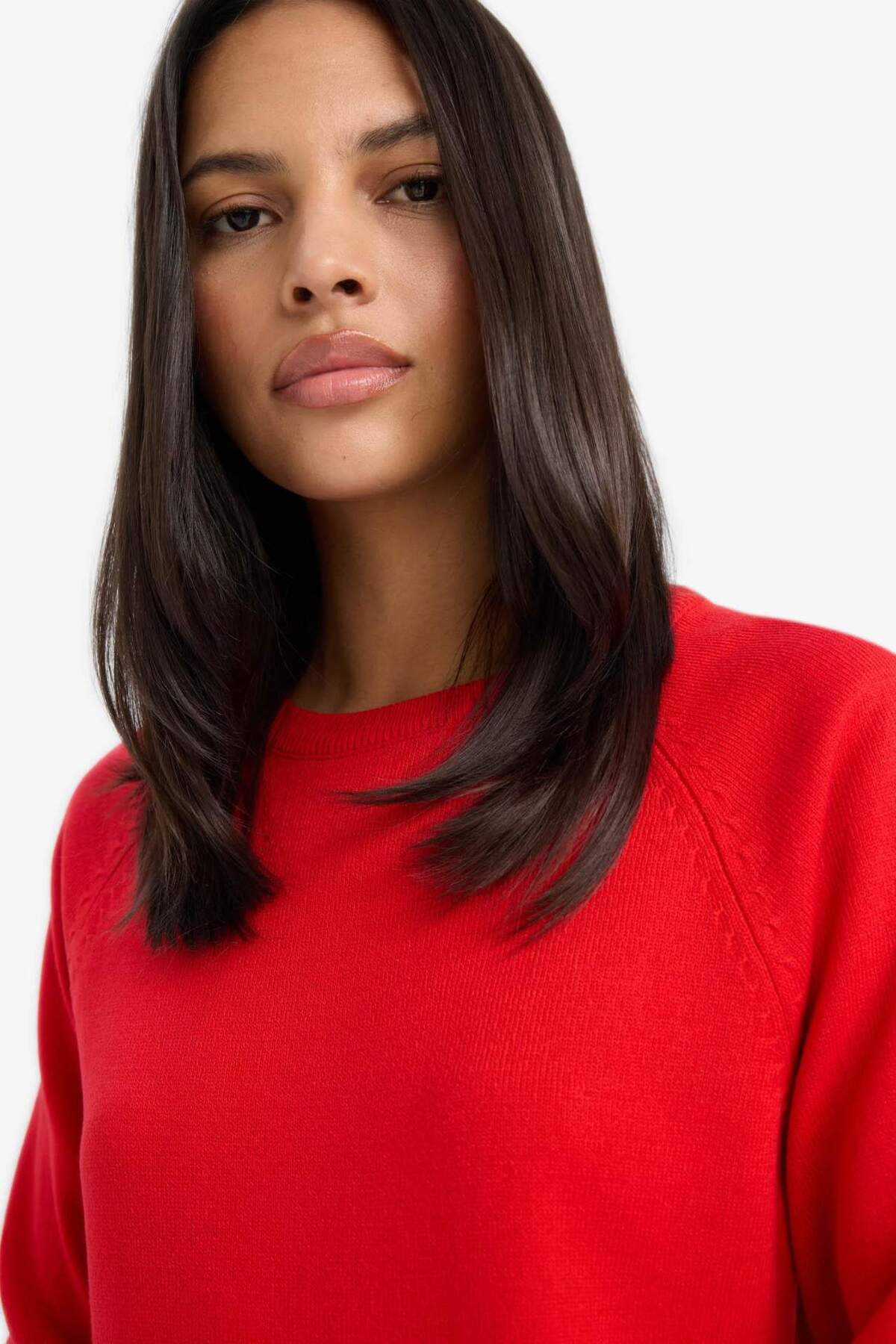 Defacto  Regular Fit Yumuşak Dokulu Bisiklet Yaka Basic Düz Triko Kazak I6913AZ24WN - Görsel 4